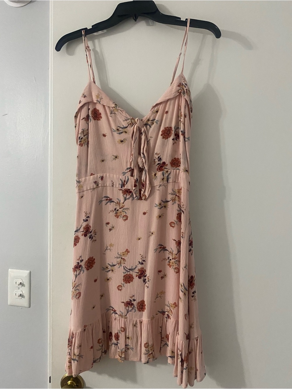 Wander Blush Pink Floral Tie-Front Mini Dress